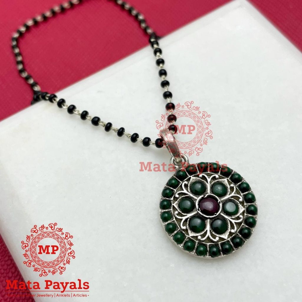 Chakra Flower Oxidised Mangalsutra