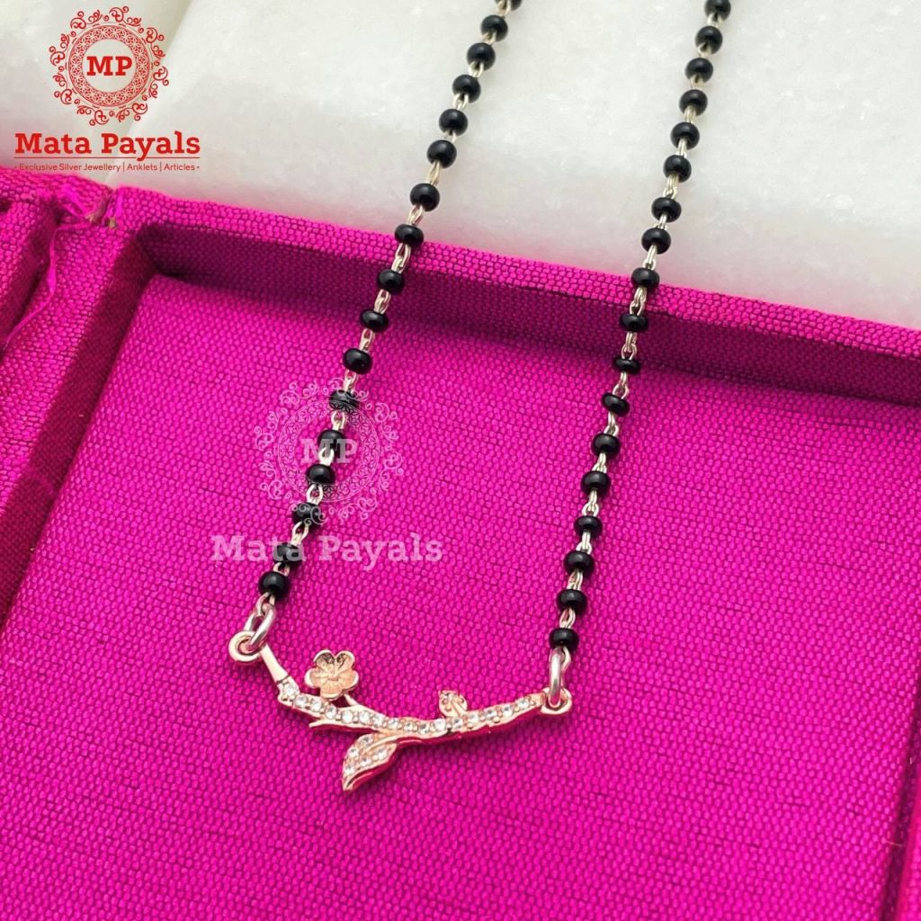 Floral Leaf Rose Gold Zircon Mangalsutra