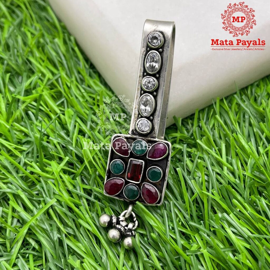 Silver Multi Stone Keychain