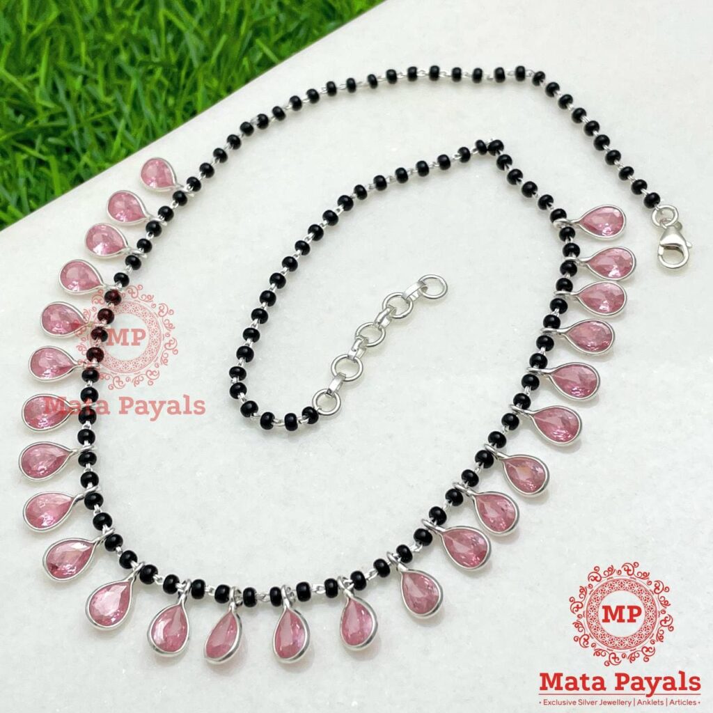 Pink Drop Silver Mangalsutra