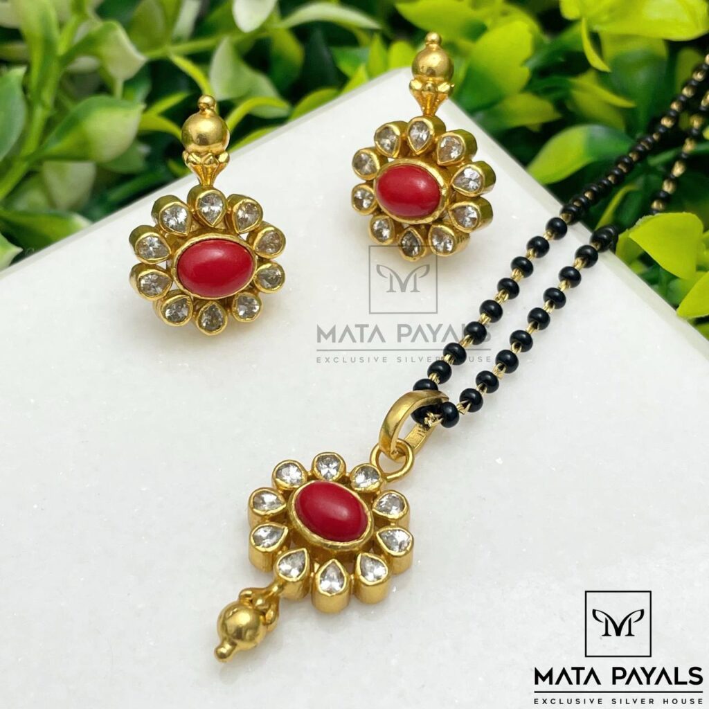 Coral Floral Gold Mangalsutra Set